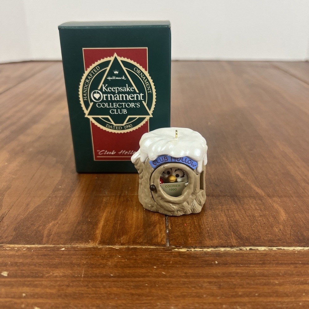1990 Hallmark Keepsake Club Hollow Owl Collector's Club Ornament QXC445-6 Box